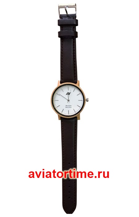  AA Wooden Watches Maple Leather Brown