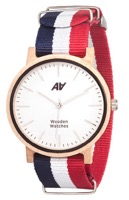Швейцарские часы АА WOODEN WATCHES Maple Nato Blue-White-Red